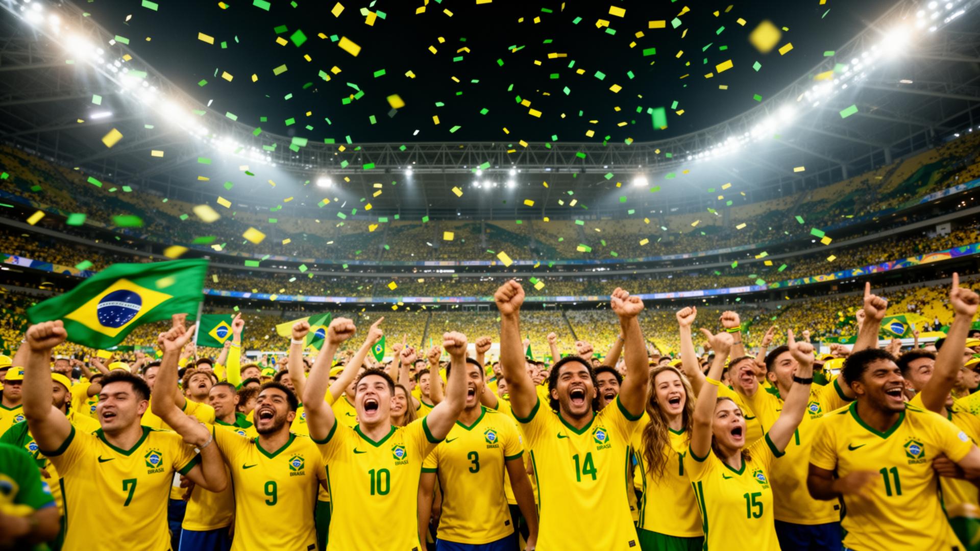 Torcida do Brasil comemorando na Copa do Mundo